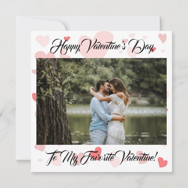 Red Hearts Happy Valentine's Photo Valentine's Day Holiday Card (Front)