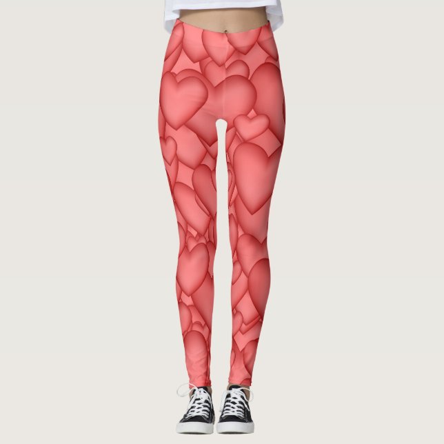 Red Hearts, Hearts & Hearts Leggings (Front)