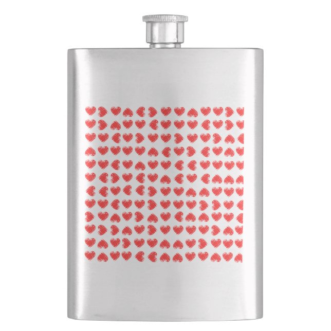 Red hearts hip flask (Front)