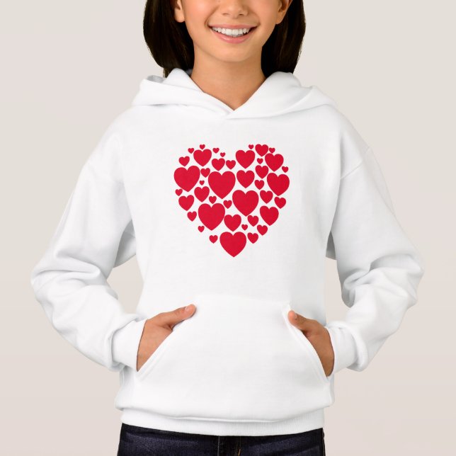 Red hearts hoodie (Front)