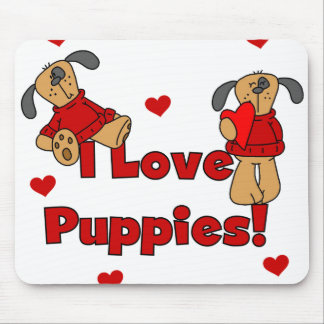 Red Hearts I Love Puppies Mouse Pad
