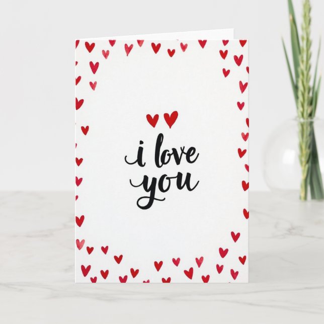 Red Hearts I Love You Card (Front)