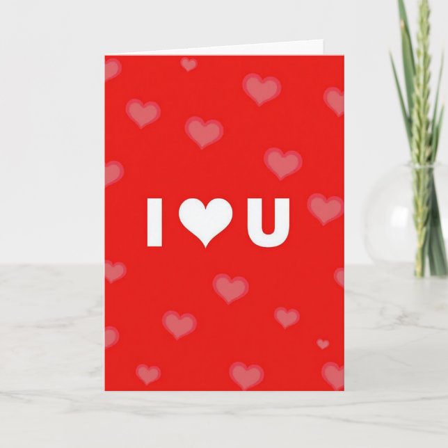 Red Hearts I Love You Print Card (Front)