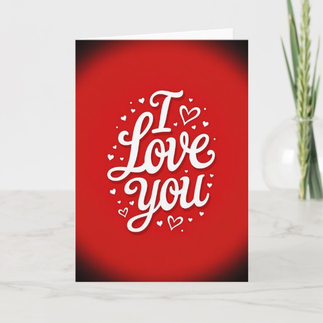 Red Hearts I Love You Raised Card (Front)