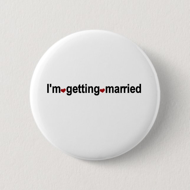 Red Hearts I'm Getting Married Button (Front)