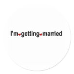 Red Hearts I'm Getting Married Classic Round Sticker