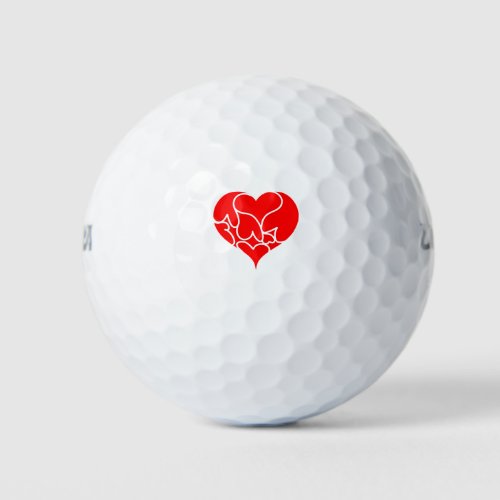 Red Hearts in Heart Valentines Day Golf Balls