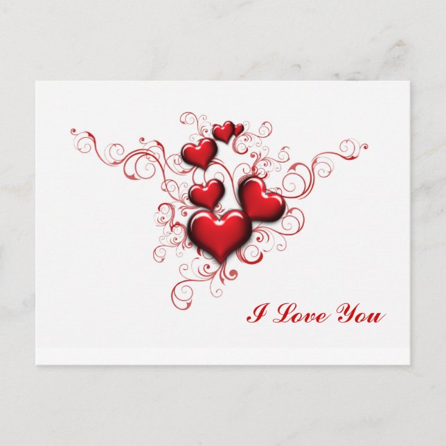 Red Hearts Intertwined, I Love You Postcard (Front)