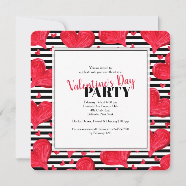 Red Hearts Invitation (Front)