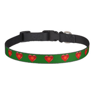 Red hearts, Island green, bright green Pet Collar
