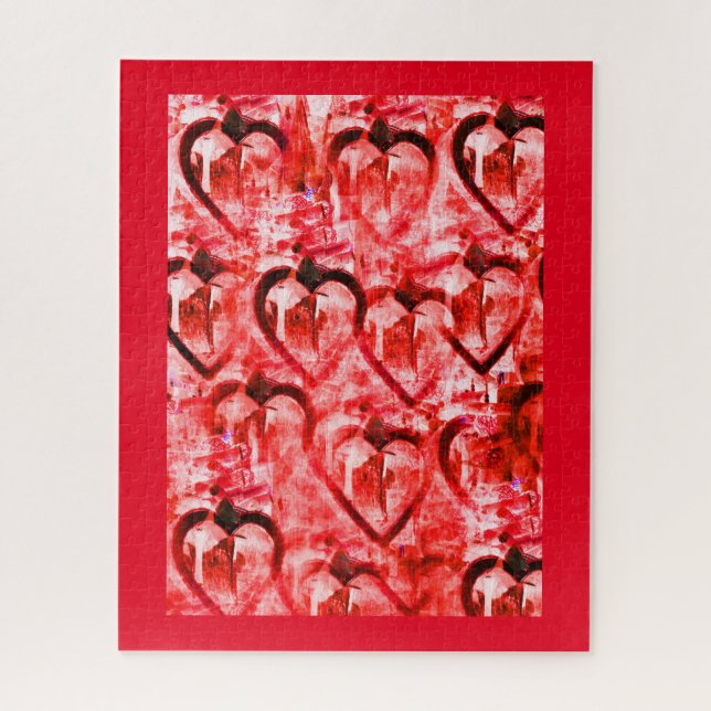 Red hearts jigsaw puzzle (Vertical)