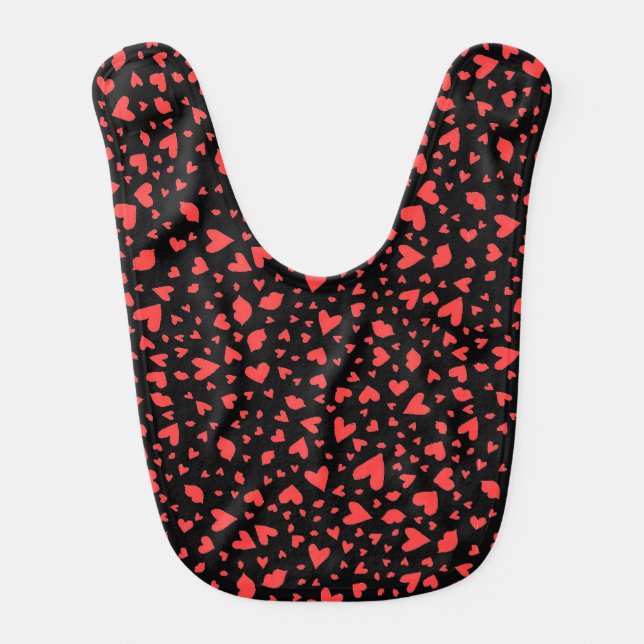 Red Hearts & Kisses Baby Bib (Front)