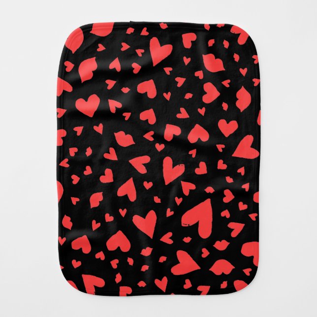 Red Hearts & Kisses Burp Cloth (Front)