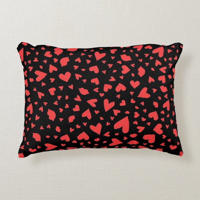 Red Hearts & Kisses Decorative Pillow (Front)