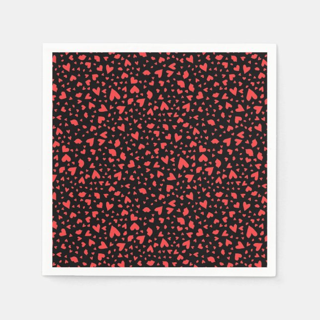 Red Hearts & Kisses Paper Napkins (Front)