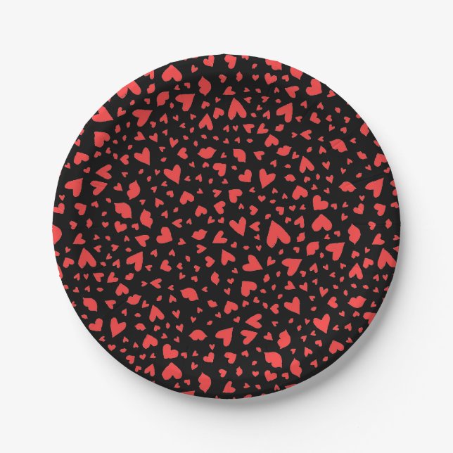Red Hearts & Kisses Paper Plates (Front)