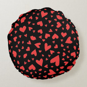 Red Hearts & Kisses Round Pillow