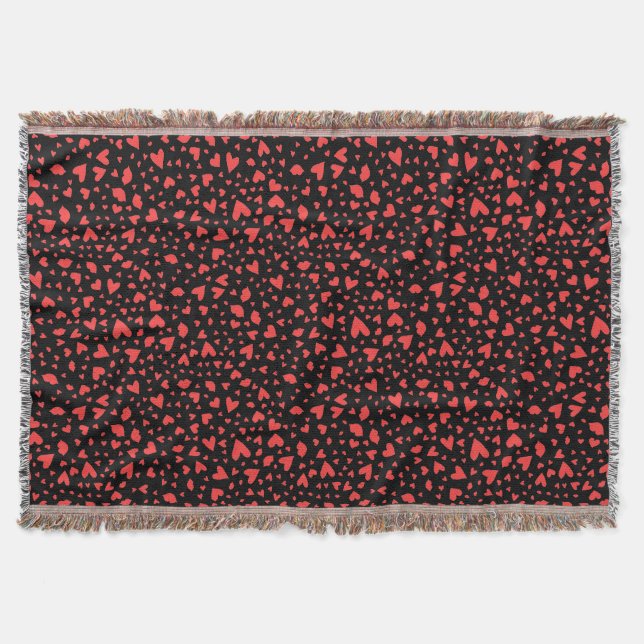 Red Hearts & Kisses Throw Blanket (Front)