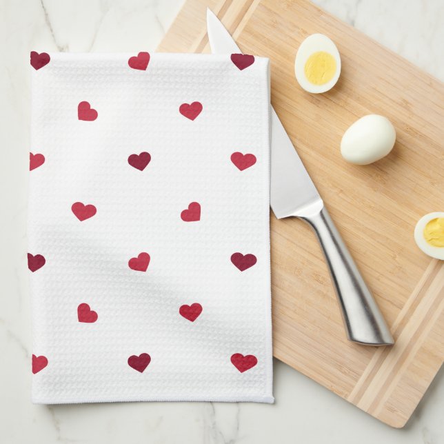 Red Hearts Kitchen Towel (Quarter Fold)