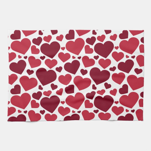 Red Hearts Kitchen Towel (Horizontal)