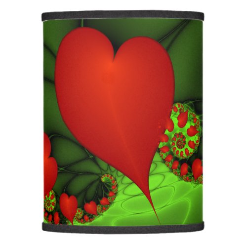 Red Hearts Lime Green Modern Abstract Fractal Art Lamp Shade