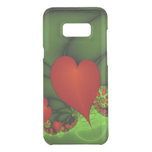Red Hearts Lime Green Modern Abstract Fractal Art Uncommon Samsung Galaxy S8+ Case