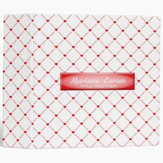 Red Hearts & Lines 3 Ring Binder (Front/Spine)
