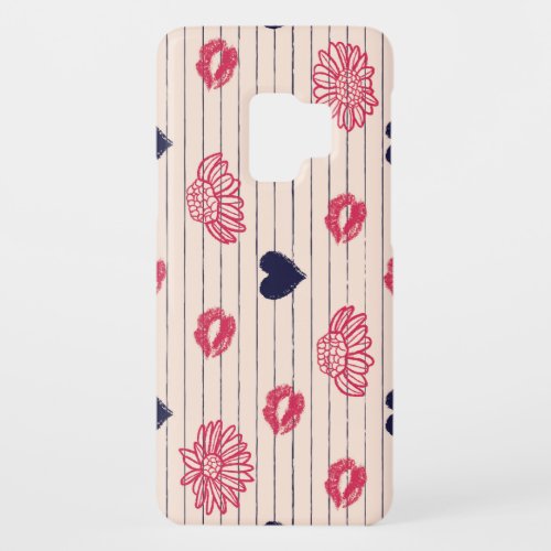 Red hearts lips daisies pattern Case_Mate samsung galaxy s9 case
