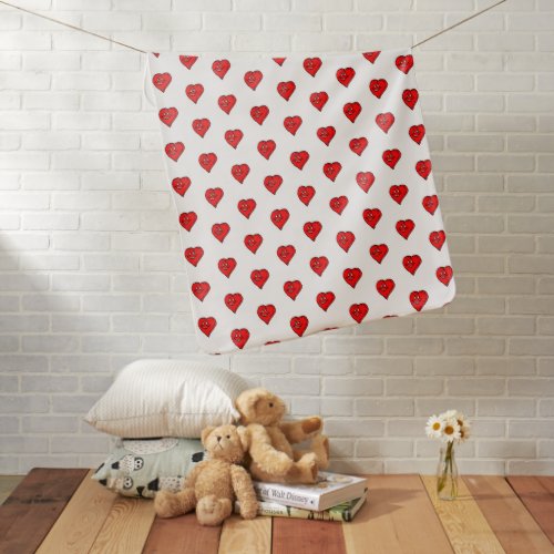 Red Hearts Love Baby Blanket