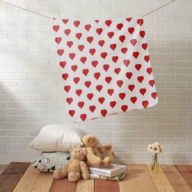 Red Hearts Love Baby Blanket (In Situ)