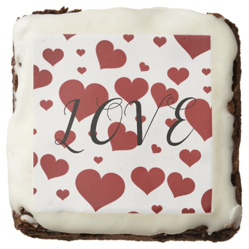 Red Hearts Love Black Hand Written Script Dozen Brownie