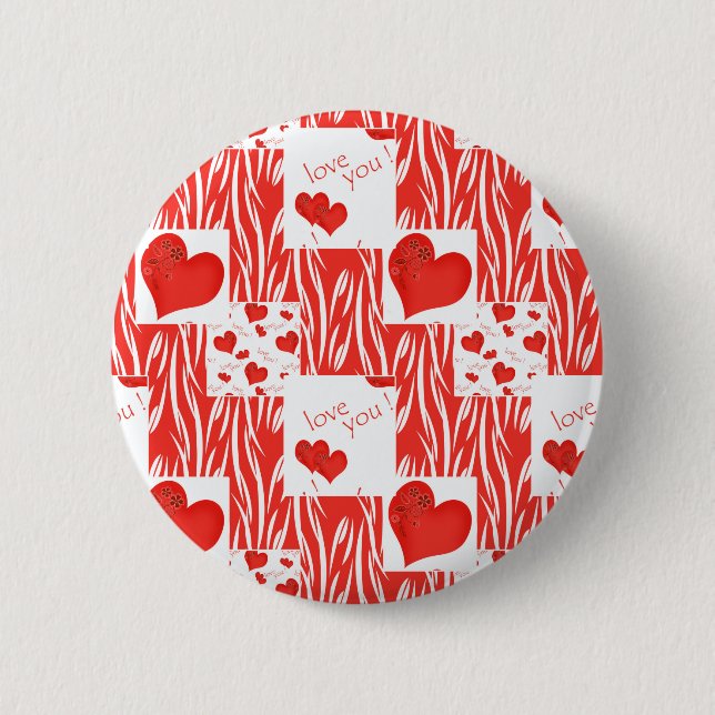 Red hearts, love. button (Front)
