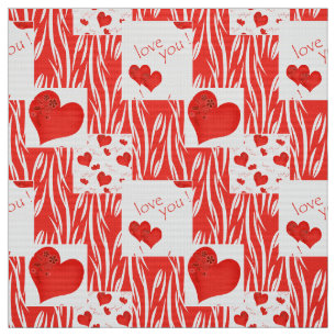 Red hearts, love. fabric