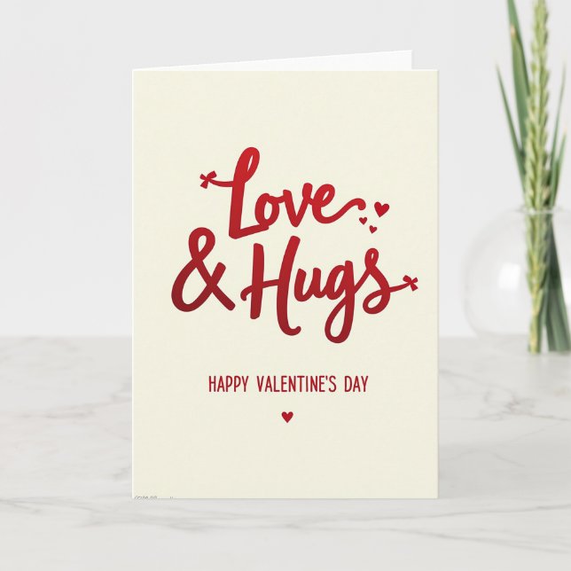 Red Hearts Love Hugs Valentine Card (Front)