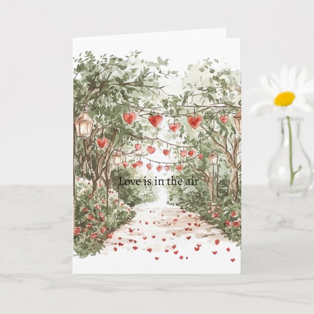 Red Hearts Love is in the air Card (Small Plant)