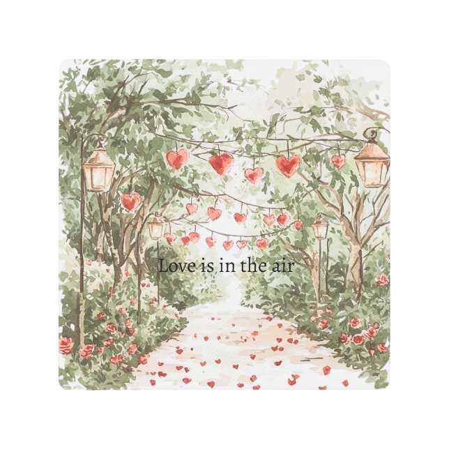 Red Hearts Love is in the air Metal Print (Front)