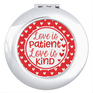 Red Hearts Love is Patient, Love is Kind Beauty Compact Mirror
