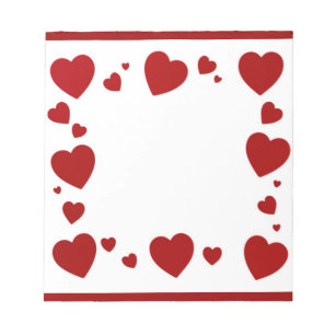 Red hearts love large notepad