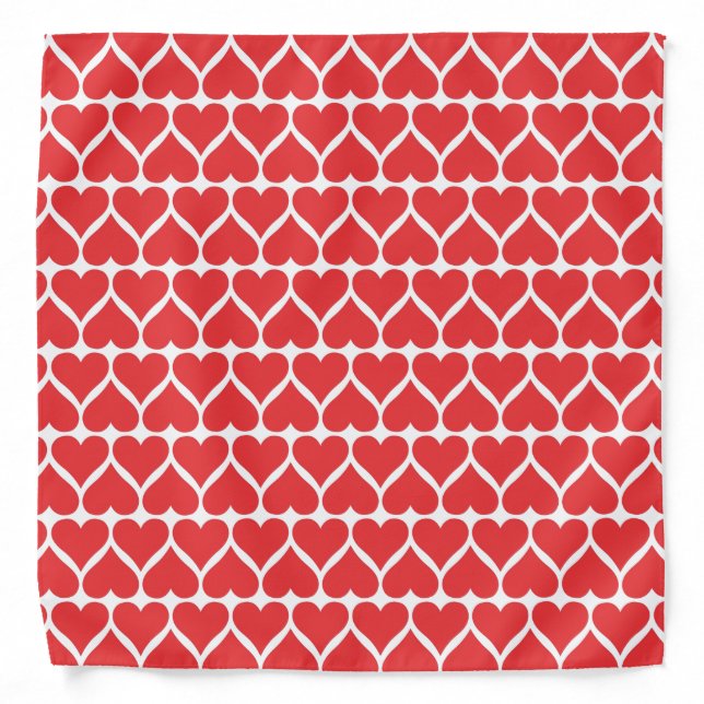 Red hearts Love Pattern Bandana (Front)