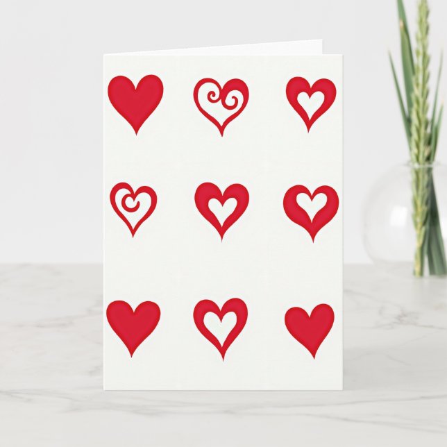 Red Hearts Love Pattern Card (Front)