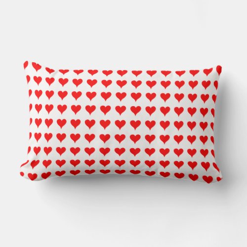 Red Hearts Love Pattern Lumbar Pillow