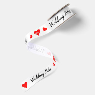Red Hearts Love Sweet Wedding Bliss 1.5" Satin Ribbon