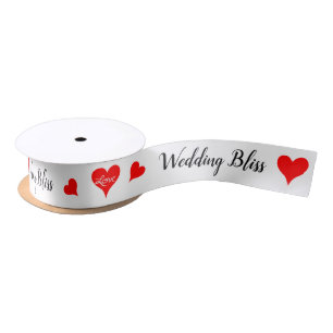 Red Hearts Love Sweet Wedding Bliss Satin Ribbon