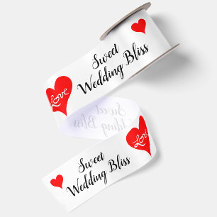 Red Hearts Love Sweet Wedding Bliss Satin Ribbon