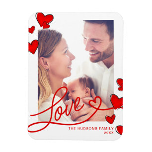 Red Hearts Love Valentine's Day Photo Magnet