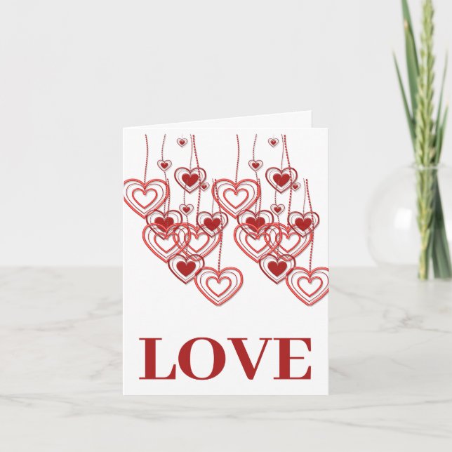 Red Hearts Love Valentine's Day Photo Note Card (Front)