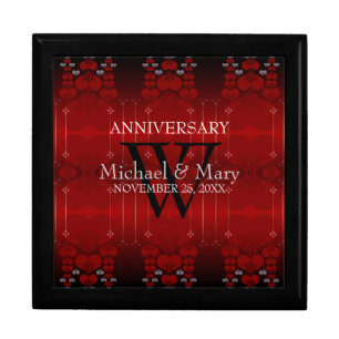 Red Hearts Love Wedding Anniversary Gift Box