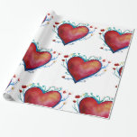 Red Hearts Love  Wrapping Paper<br><div class="desc">Lovely red hearts watercolor art on a wrapping paper for special people and celebrations.</div>