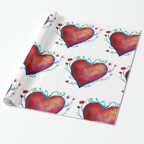 Red Hearts Love  Wrapping Paper