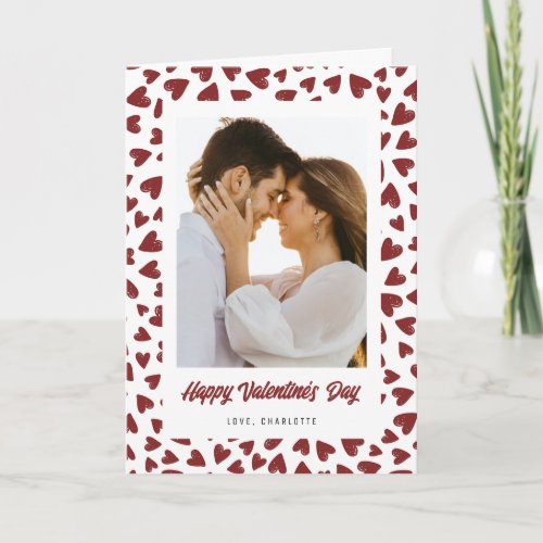 Red Hearts Love You Photo Valentines Day Card